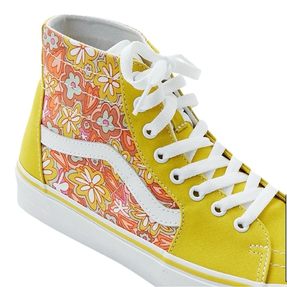 Vans Floral Yellow and Orange Sneakers UNISEX MEN 5.5  WOMEN 7
